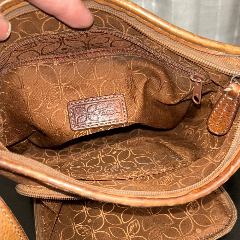 Fossil Brown Leather Crossbody Bag